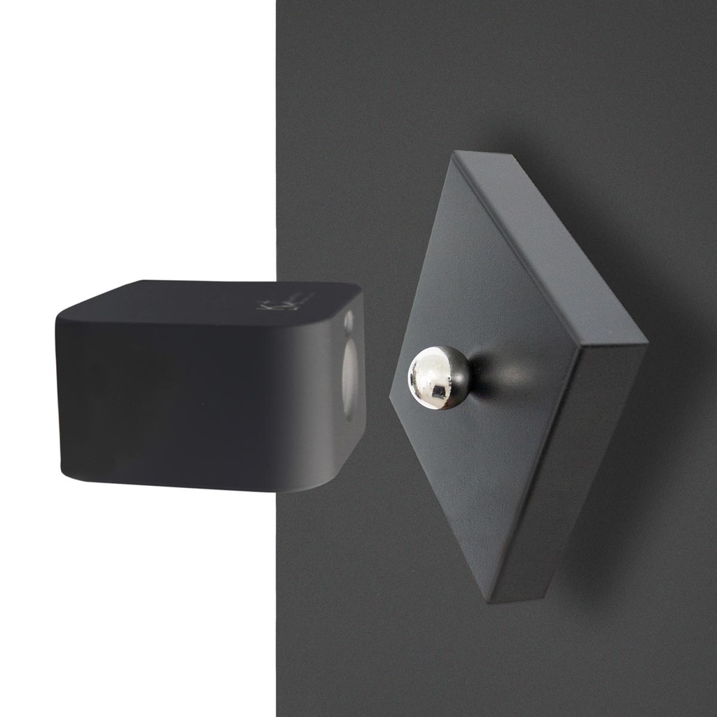 KaliSphera - LED-Lampe mit Quadratischer Magnethalterung (Schwarz)